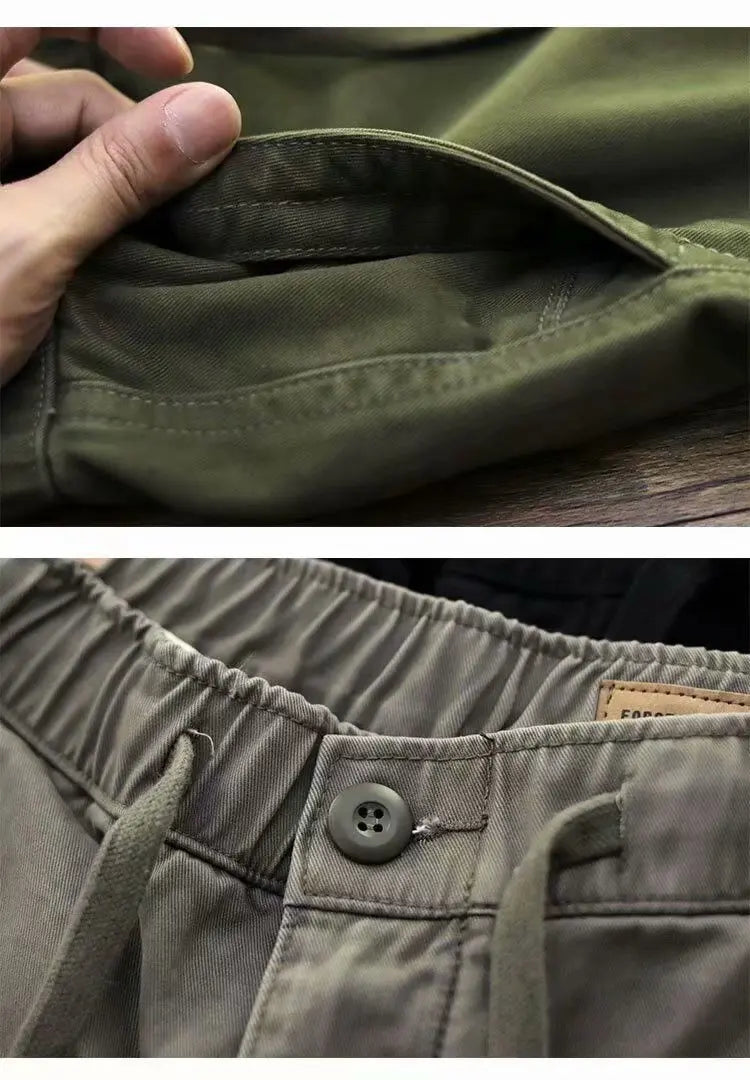 2024 New Summer American Retro Outdoor Hip Hop Men's Fashion Elastic Waist Zipper Minimalist Beach Leisure High Street Shorts