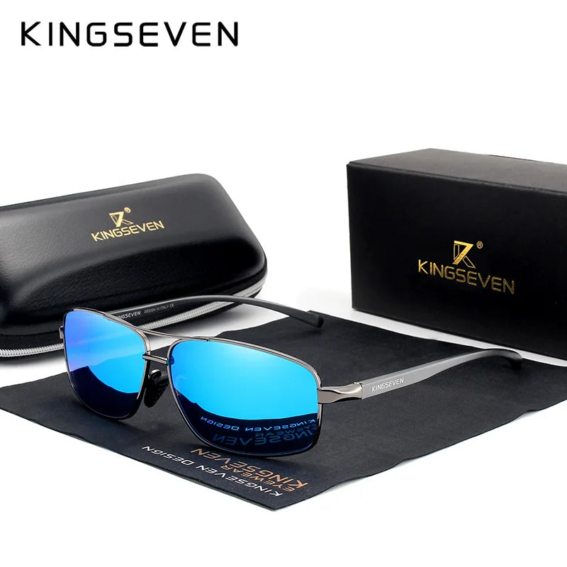 KINGSEVEN Men Polarized Sunglasses Vintage UV400 Optics Eyewear Protection Retro Brand Designer Square Classic Shades Sun glass