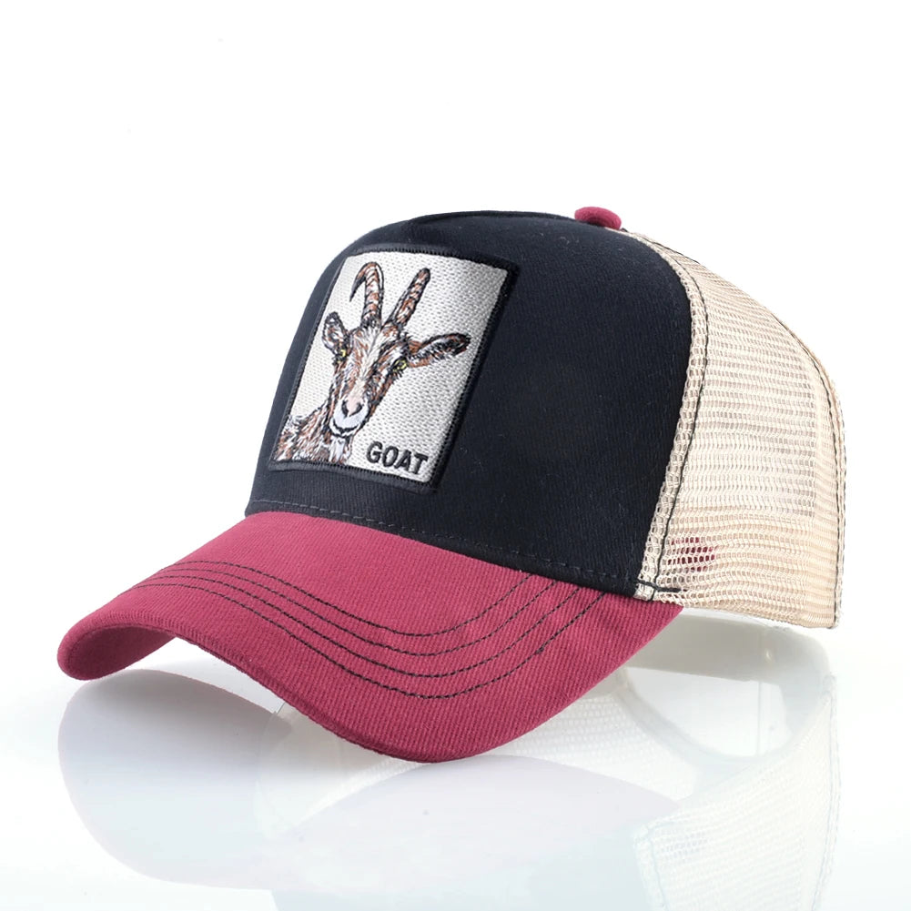 Trucker Caps With Embroidery Goat Patch