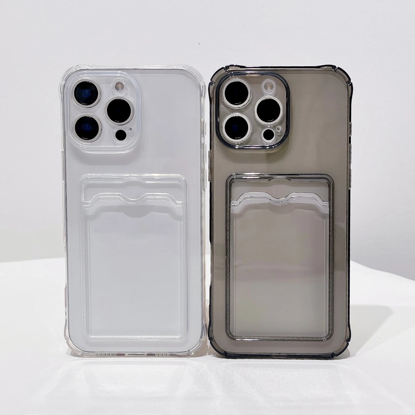 Clear Shockproof ID ATM Card Slot Protection Cover For iPhone  16 15 14 13 12 11 Pro Xs Max Mini 16e X XR Silicone Phone Case