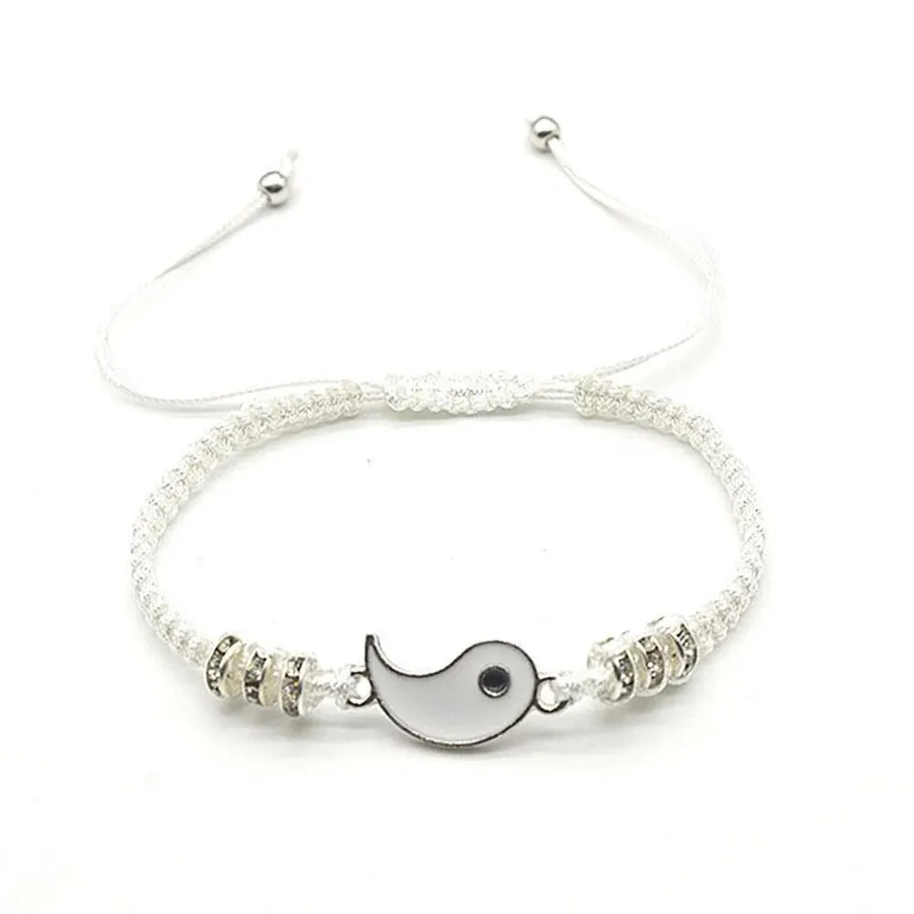 2 PC Couple Black & White Tai Chi Bracelet Set