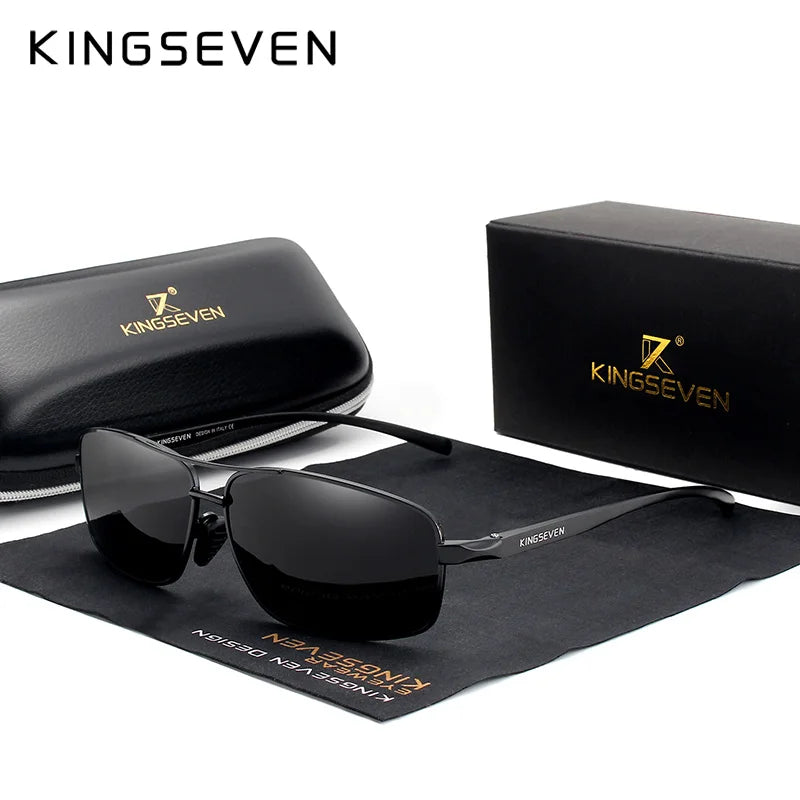 KINGSEVEN Men Polarized Sunglasses Vintage UV400 Optics Eyewear Protection Retro Brand Designer Square Classic Shades Sun glass