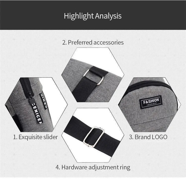 New Chest Bag New Men Simple Nylon Fashion Waterproof One Shoulder Crossbody Bag Multi-functional Men Sling Bag New In