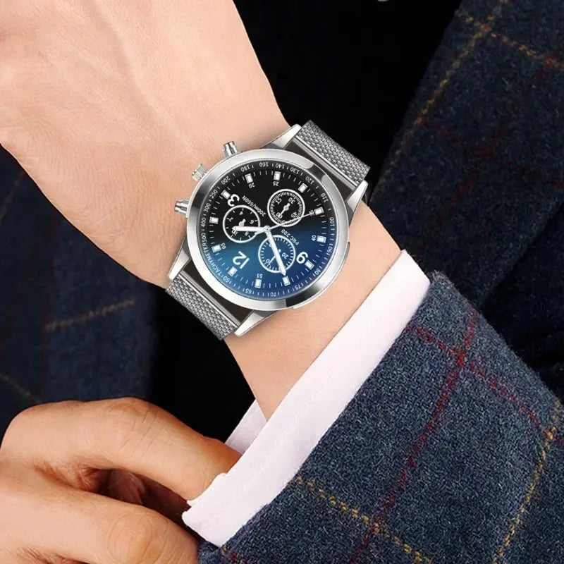 Casual Stainless Steel Mesh Belt Watches for Men Simple Round Dial Quartz Mens Watch Business Wristwatch Часы Мужские Наручные