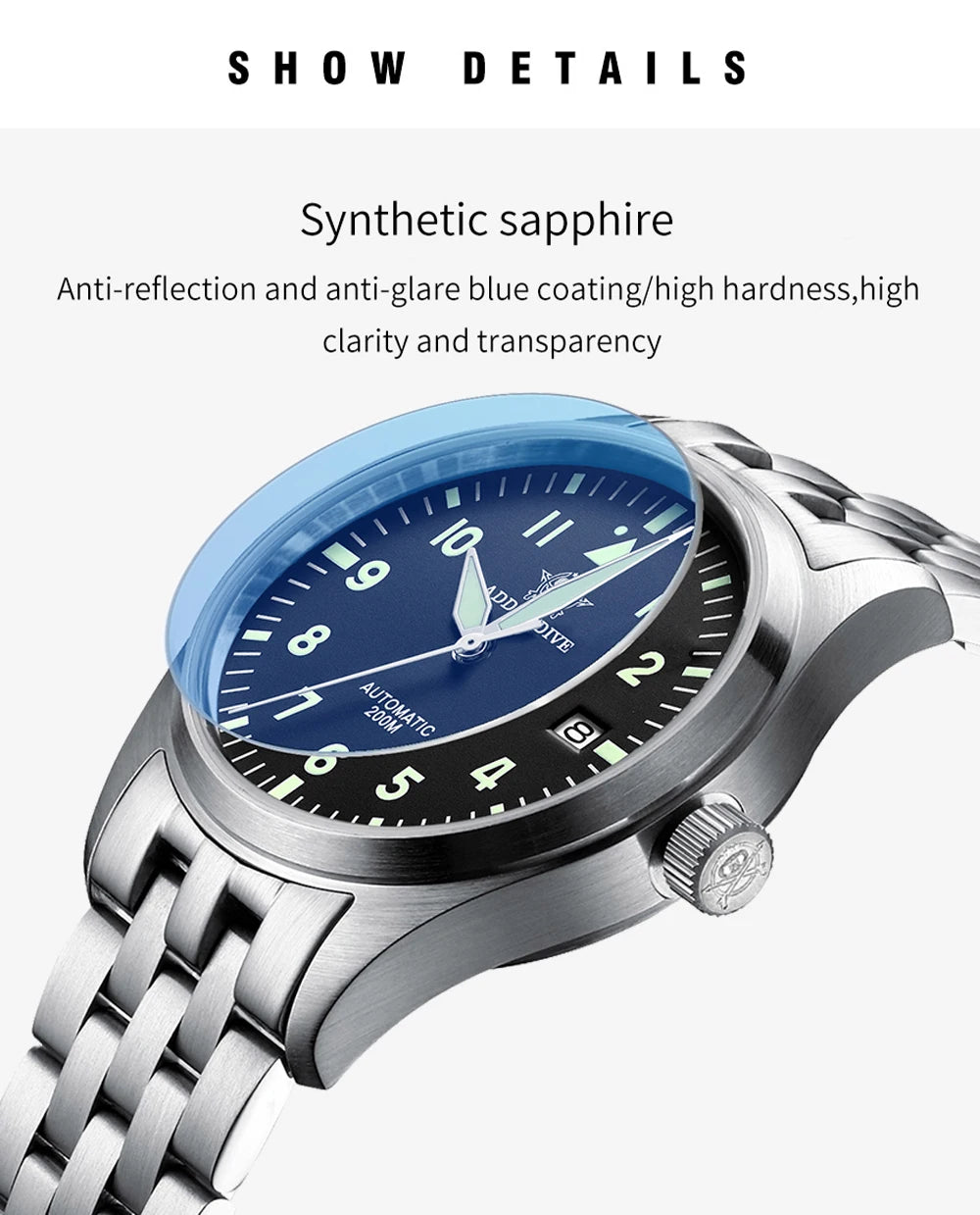 ADDIESDIVE Watches For Men Luxury Business Leisure Automatic Mechanical Men's Watch Fluorescent Waterproof 8215 316L Stainless