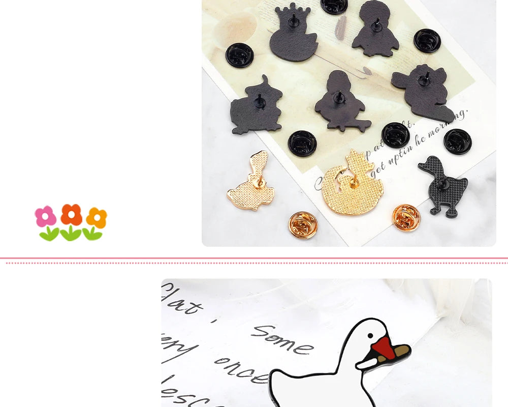 Funny Untitled Goose Brooch Animal Honk Honk Enamel Pins Cute Cartoon Duck Custom Bag Lapel Badge Jewelry Gifts for Kids Friends