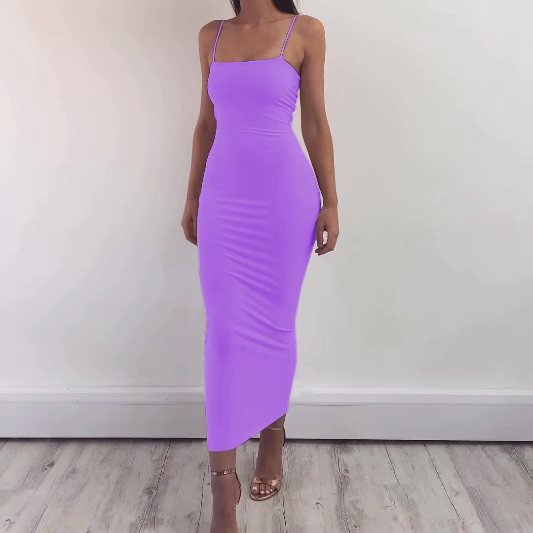 JZ461 New Summer Women's Dress Long Sling Dresses Club Sexy Suspender Dress
