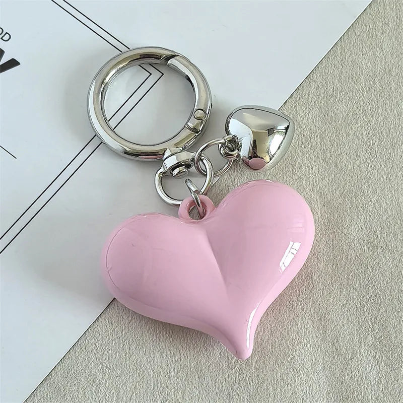 Y2K Black Transparent Puffy Heart Charms Keychain Grunge Fashion Bag Backpacks Hanging Ornament Car Key Chain for Women
