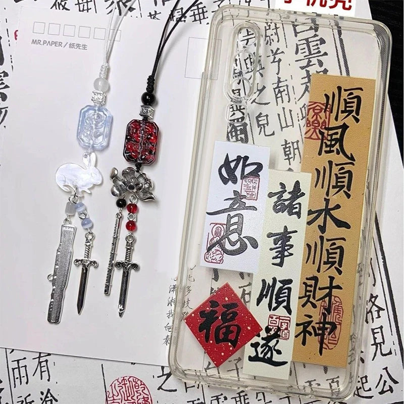 Creative Phone Charms XYun Fashion Trendy Beaded Rabbit Mobile Phone DYM Lanyard Keychain Bag Decoration Pendant Card Book Chain