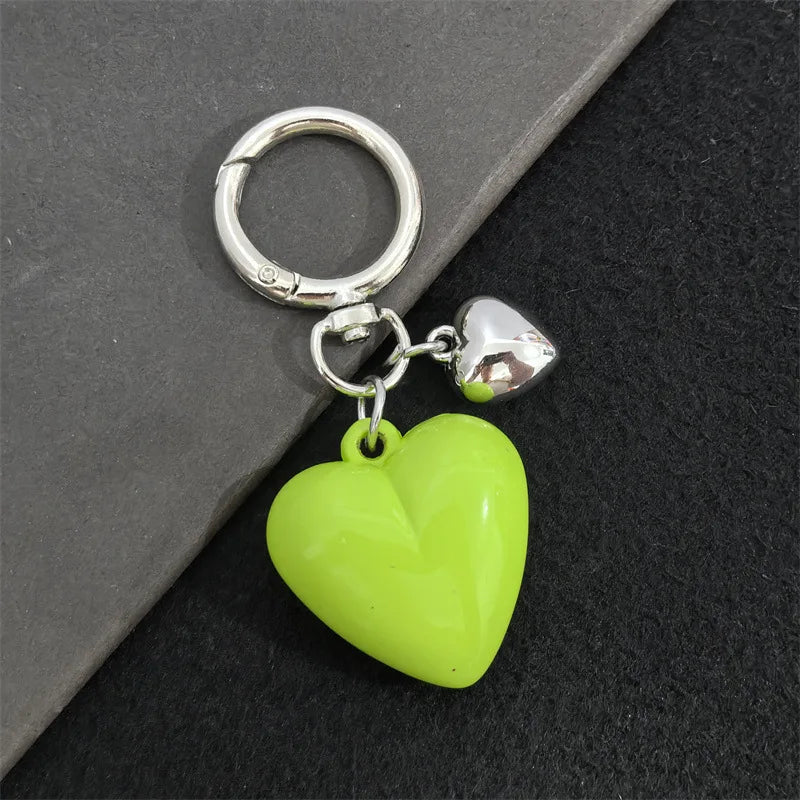 Y2K Black Transparent Puffy Heart Charms Keychain Grunge Fashion Bag Backpacks Hanging Ornament Car Key Chain for Women