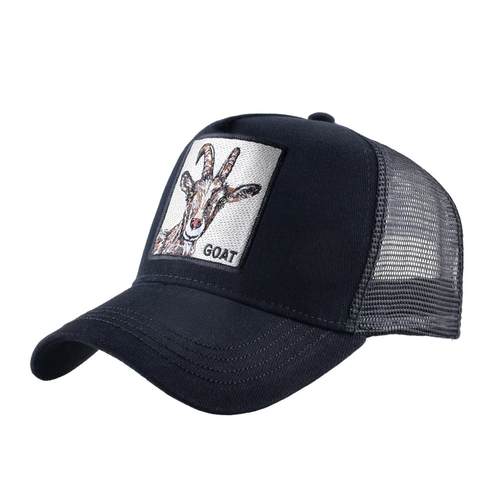 Trucker Caps With Embroidery Goat Patch