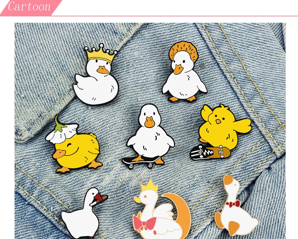 Funny Untitled Goose Brooch Animal Honk Honk Enamel Pins Cute Cartoon Duck Custom Bag Lapel Badge Jewelry Gifts for Kids Friends