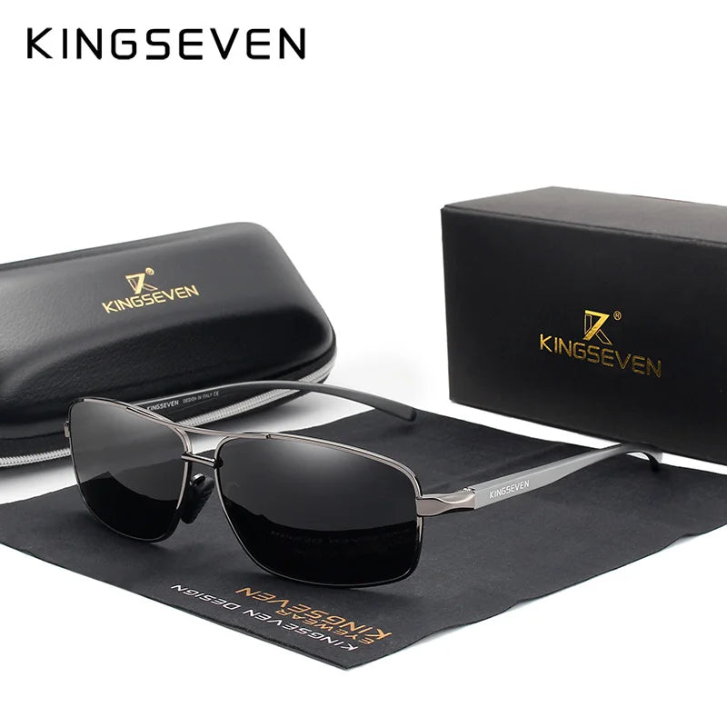 KINGSEVEN Men Polarized Sunglasses Vintage UV400 Optics Eyewear Protection Retro Brand Designer Square Classic Shades Sun glass