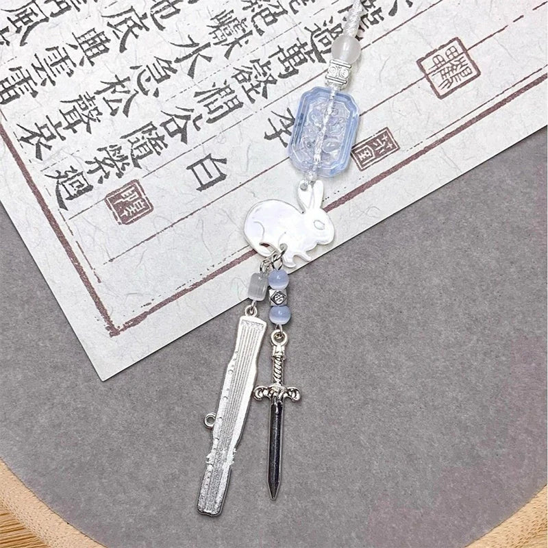Creative Phone Charms XYun Fashion Trendy Beaded Rabbit Mobile Phone DYM Lanyard Keychain Bag Decoration Pendant Card Book Chain