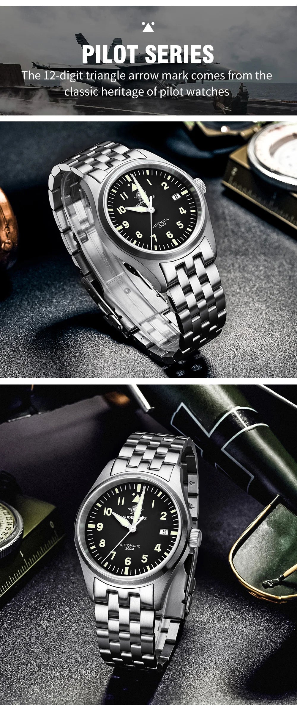 ADDIESDIVE Watches For Men Luxury Business Leisure Automatic Mechanical Men's Watch Fluorescent Waterproof 8215 316L Stainless