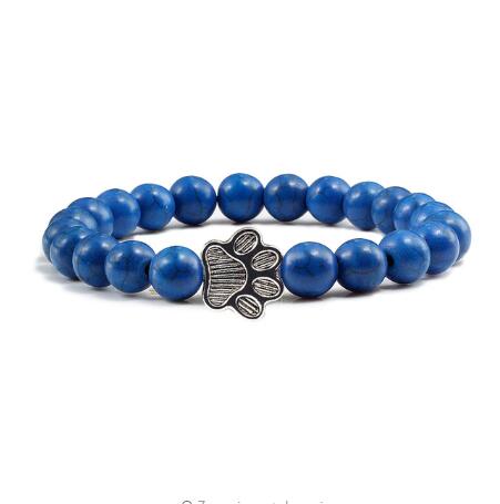 White Porcelain Cat Paw Bracelet with Turquoise Beads